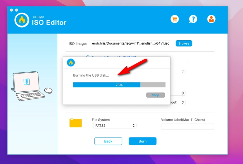 UUByte ISO Editor Burn